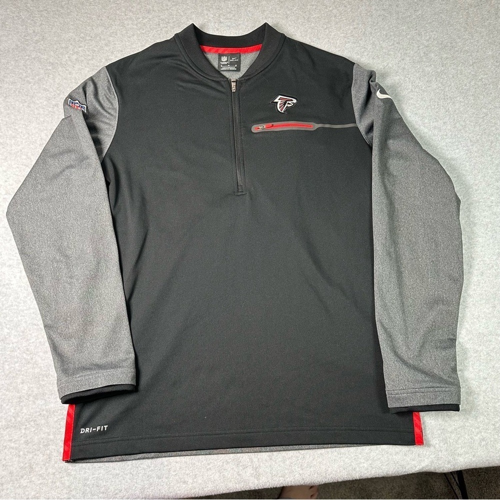 Nike NFL Atlanta Falcons Dri-FIT Quarter Zip‎ Pullover Mens Medium Black Gray